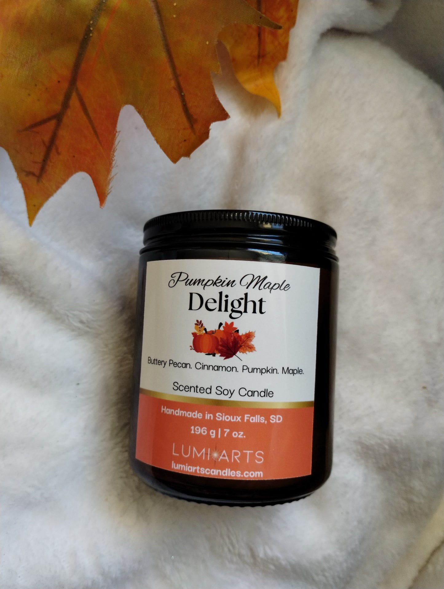 Pumpkin Maple Delight scented soy candle