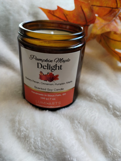 Pumpkin Maple Delight scented soy candle