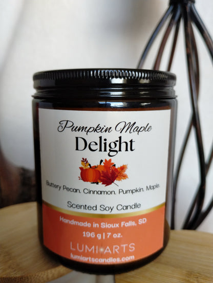 Pumpkin Maple Delight scented soy candle