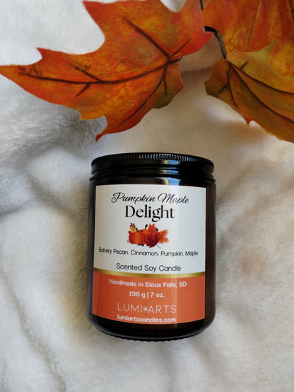 Pumpkin Maple Delight scented soy candle