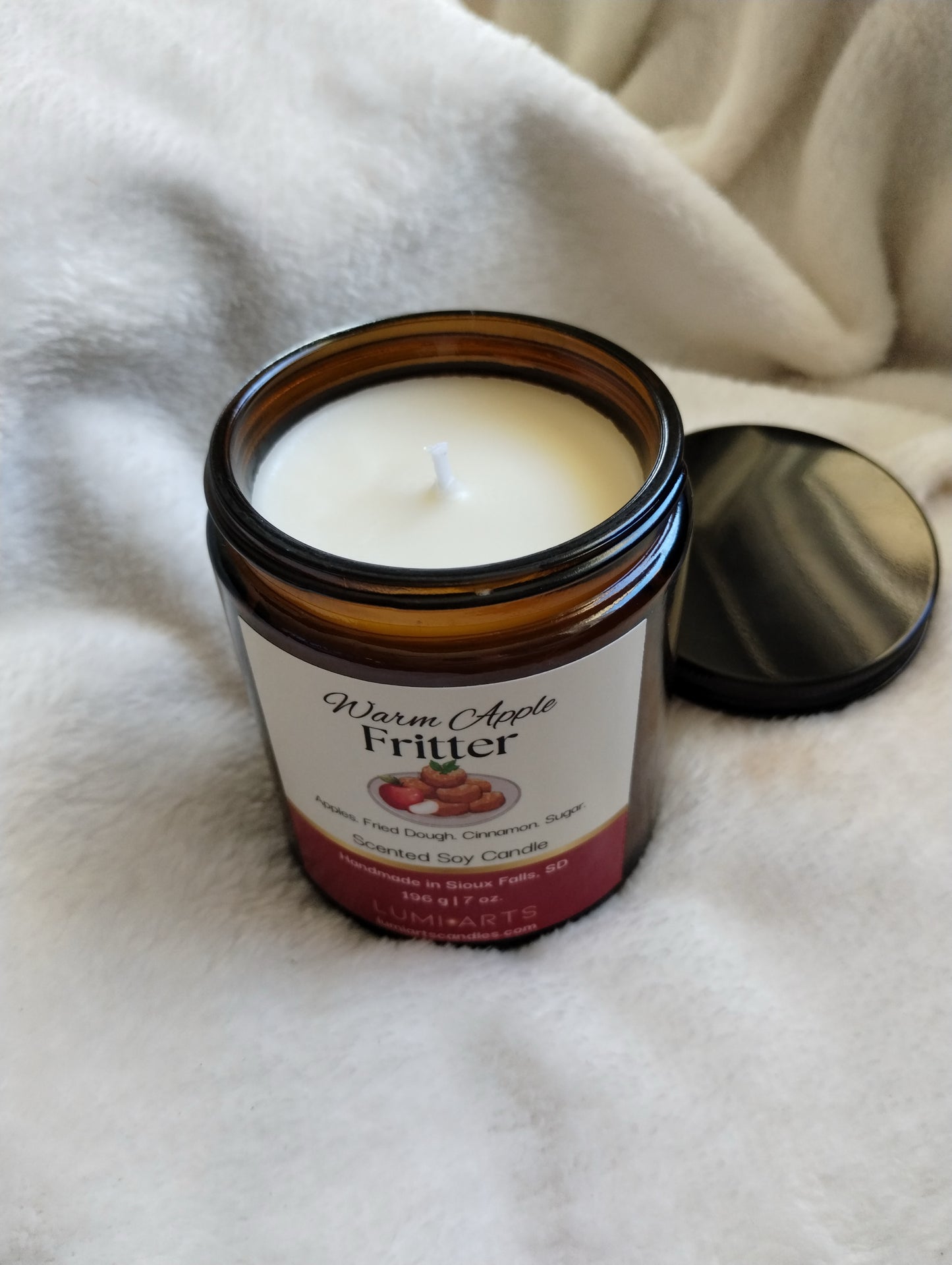 Warm Apple Fritter scented soy candle