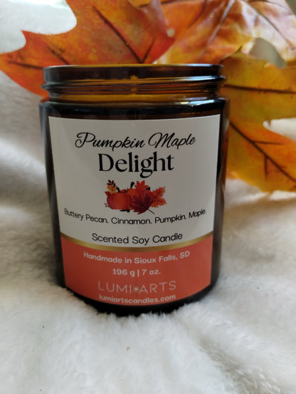 Pumpkin Maple Delight scented soy candle