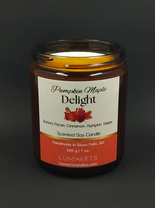 Pumpkin Maple Delight scented soy candle