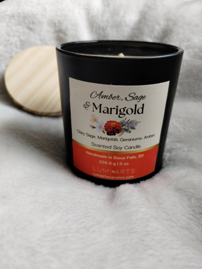 Amber, Sage & Marigold soy scented candle